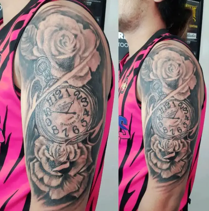 Discover 140 Rose Clock Shoulder Tattoo Super Hot Vova Edu Vn