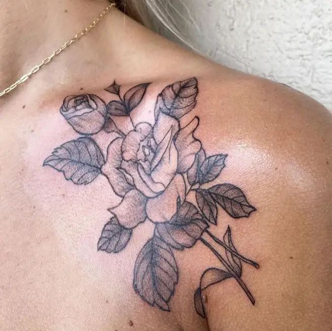 Black and white floral tattoo