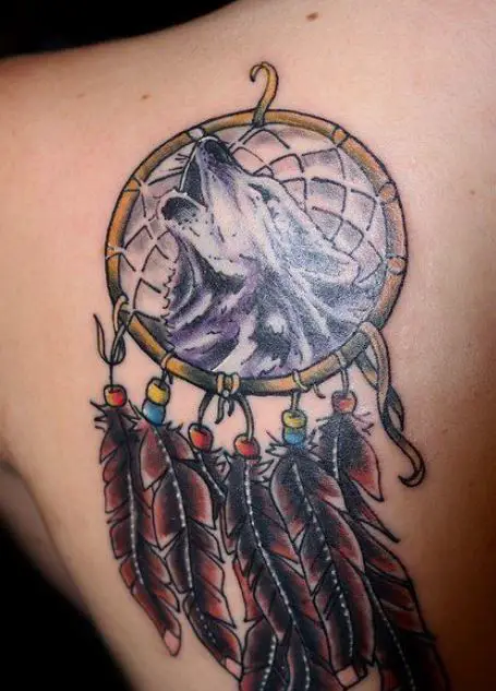 Colourful dreamcatcher tattoo