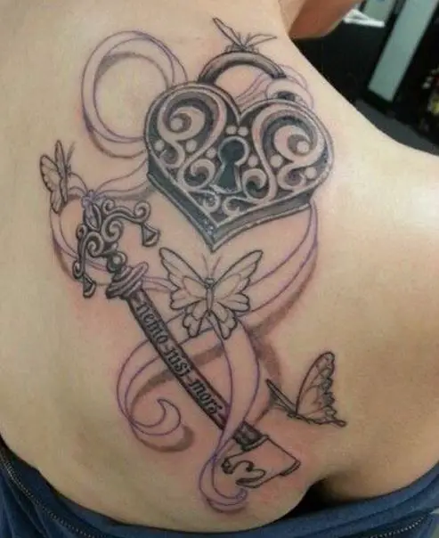 Lock and Key Shoulder Tattoo