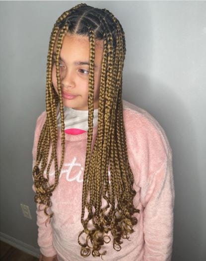 Pretty blonde box braids for kids