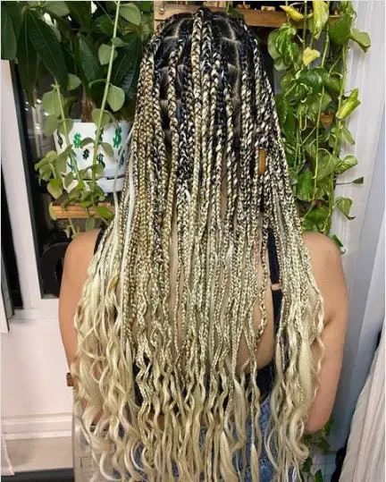 Smooth blonde ombre box braids