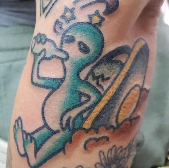 alien drinking tattoo