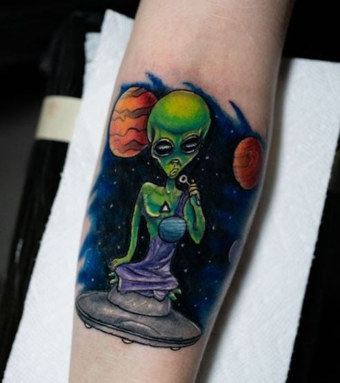 alien in space tattoo