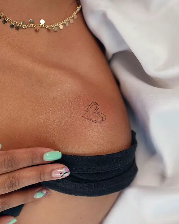 fine line heart tattoo