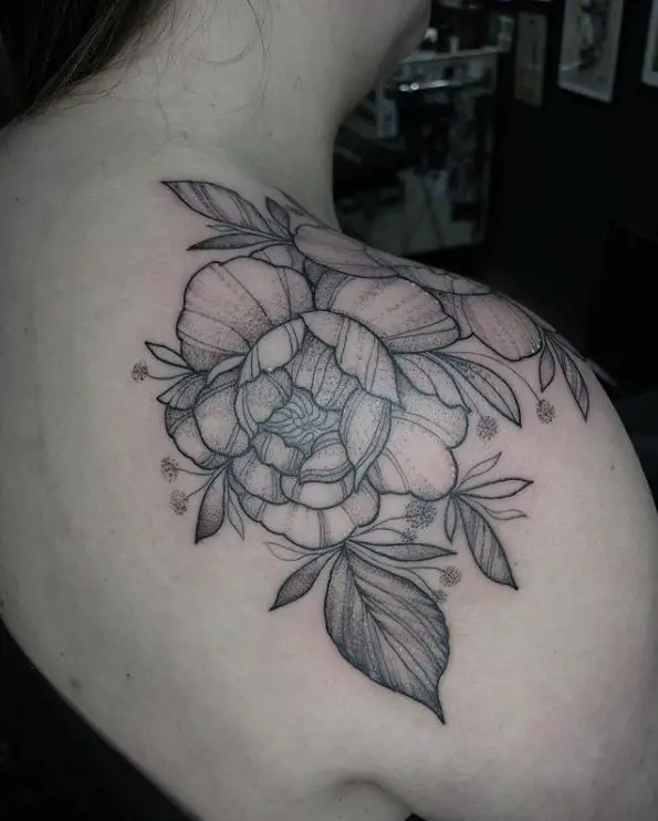 girl with a floral shoulder tattoo