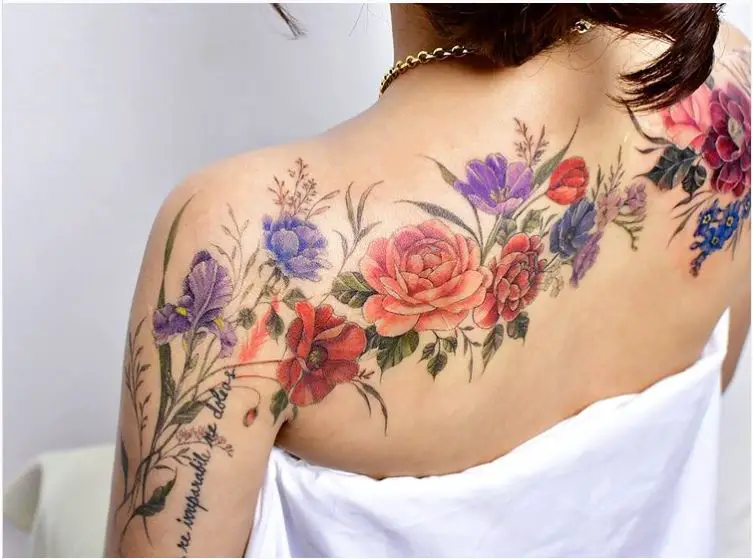 large floral shoulder tattoo