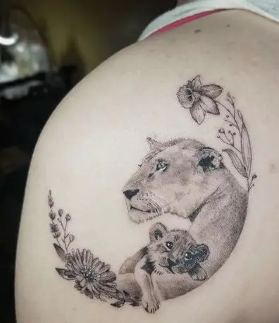 lion and lion cub tattoo