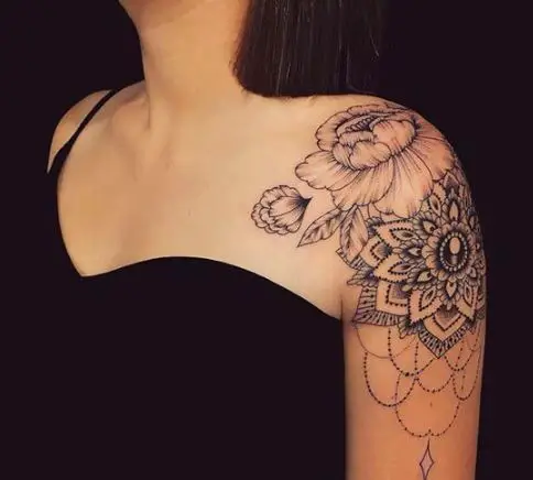 mandala and flower combined tattoo