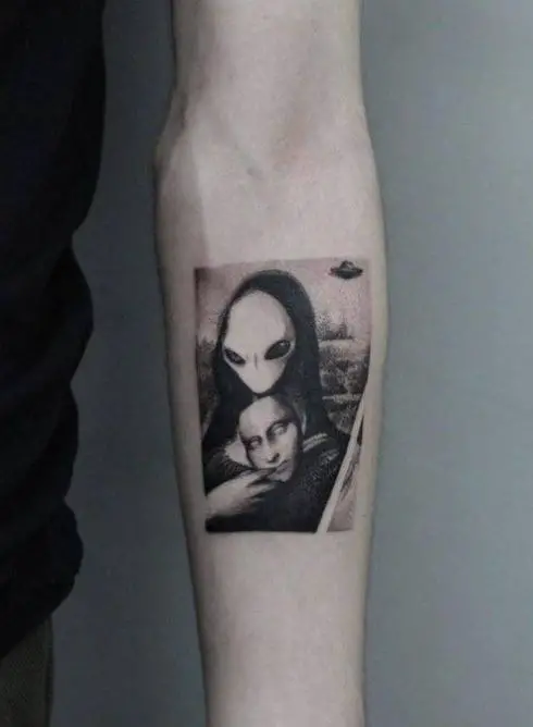 mona lisa alien fantasy tattoo