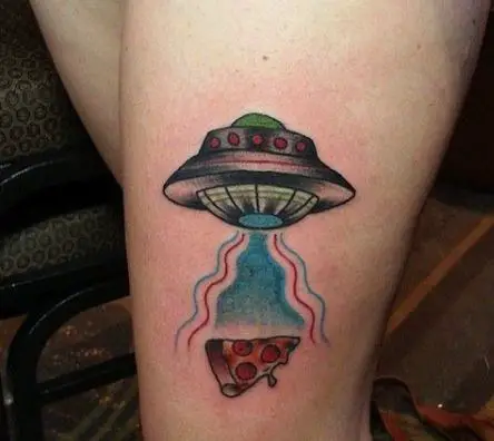 pizza and spaceship tattoo