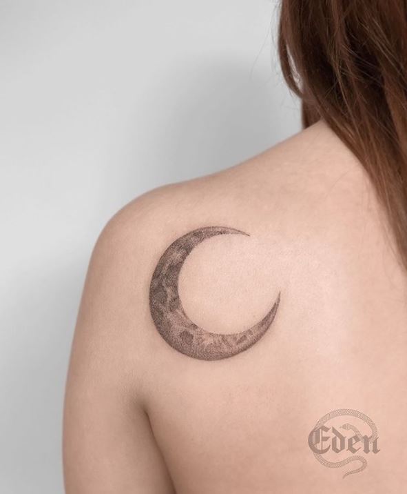 shaded half crescent tattoo