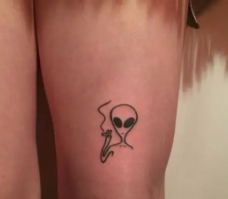 smoking alien tattoo