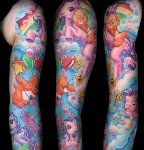 Amazing Care Bear Tattoo For Full Hands