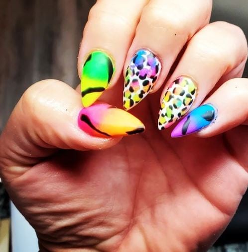 Animal Print Neon Nails