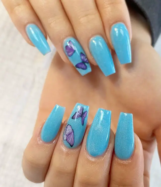 Baby Blue Coffin Nails