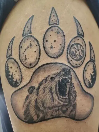 Bear Inside The Paw Tattoo