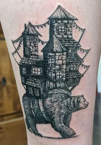 Bear Moving Castle Tattoo
