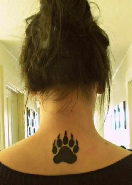 Bear Paw Tattoo On The Back
