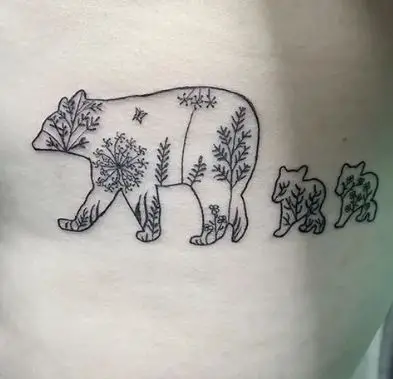 Bear Tattoo with Nature Elements