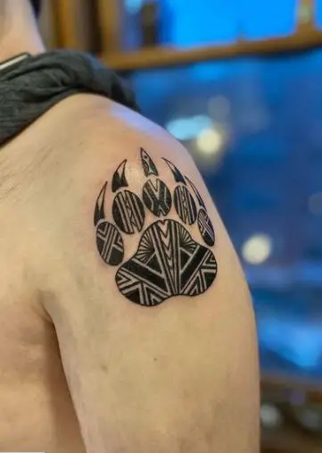 Black Bear Paw With Claws Tattoo