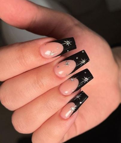 Black Magic Moonstone Crystals Nail Art