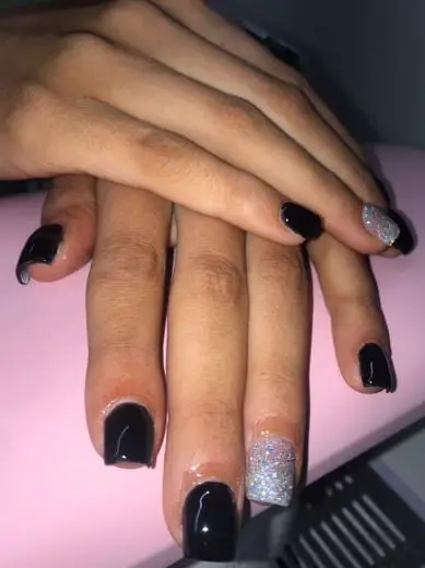 Black and Silver For Short Square Nails