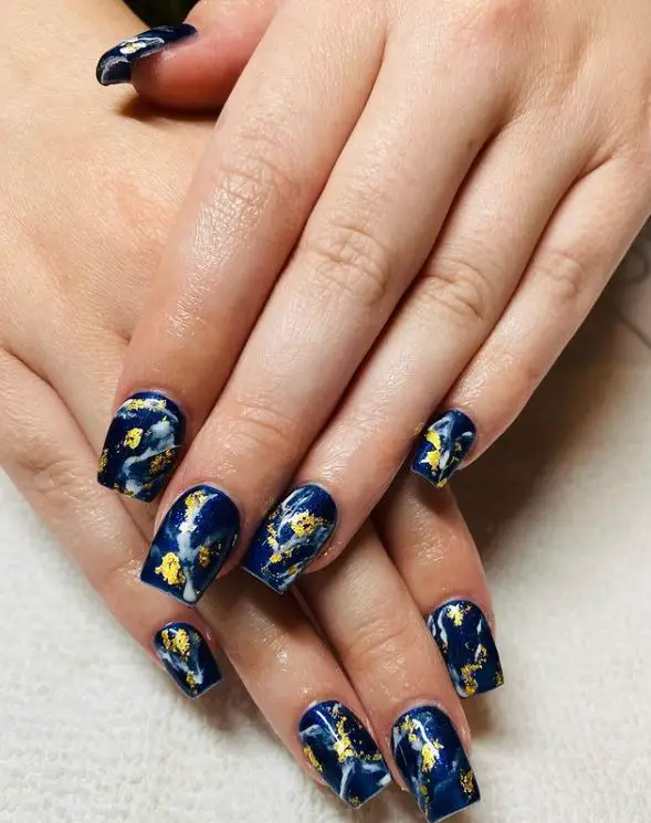 Blue Boss Babe Nails