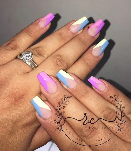 Blue and Purple Coffin Nails