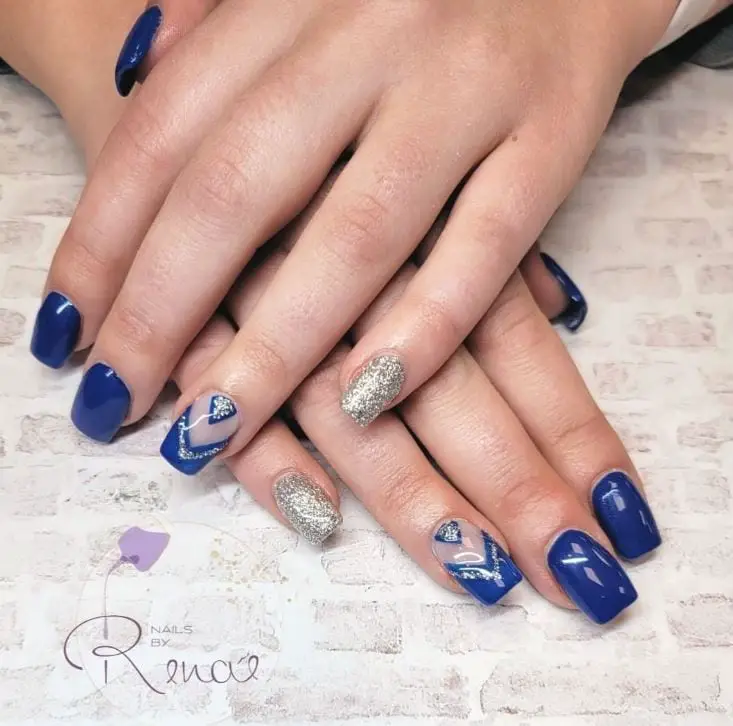 Blue and Silver Nails Idea