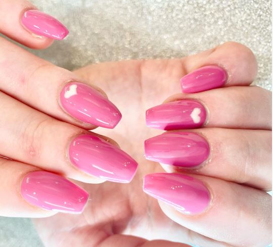 Blush Pink Heart Nails