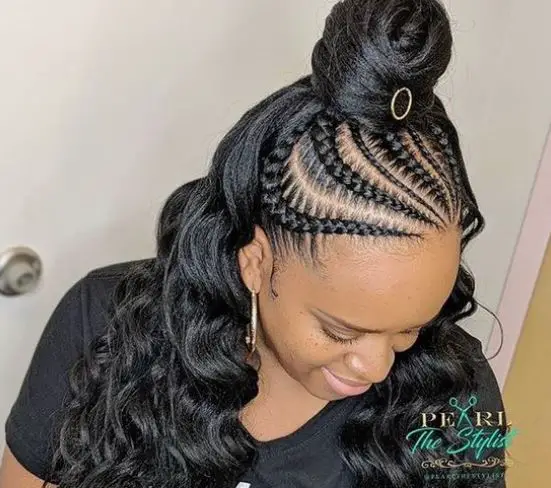 Braided Half Up Ponytail Stitch Braids