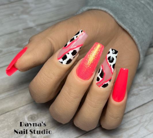 Bright Pink Shade With Mix of Cow Print