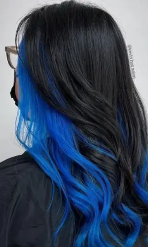 Brighter powdery hue blue hair color