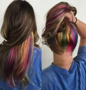 Brown Hair Peekaboo Rainbow
