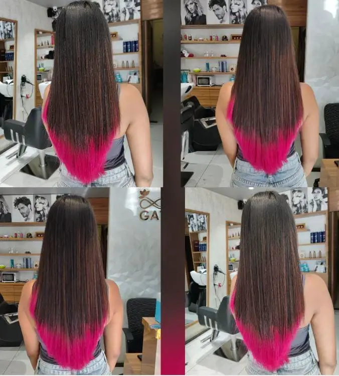 Brown Hair with hot Pink Ombre