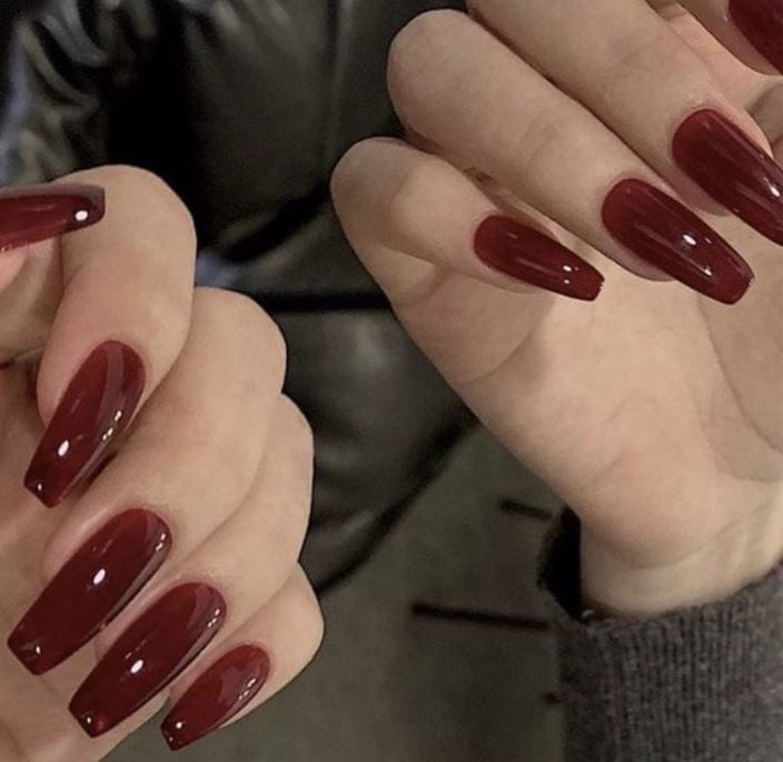 Burgundy Coffin Nails