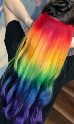 Rainbow Underlights for Long Black Hair