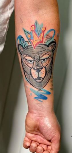 Crazy Bear Tattoo On Hands