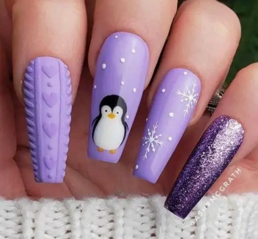Cute Purple Coffin Nails