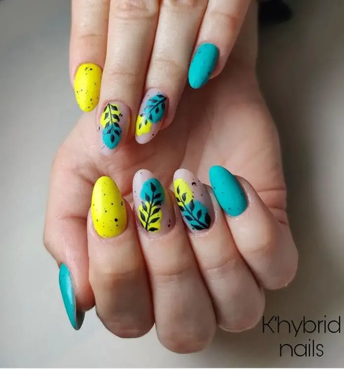 Cute Turquoise, Yellow Nails