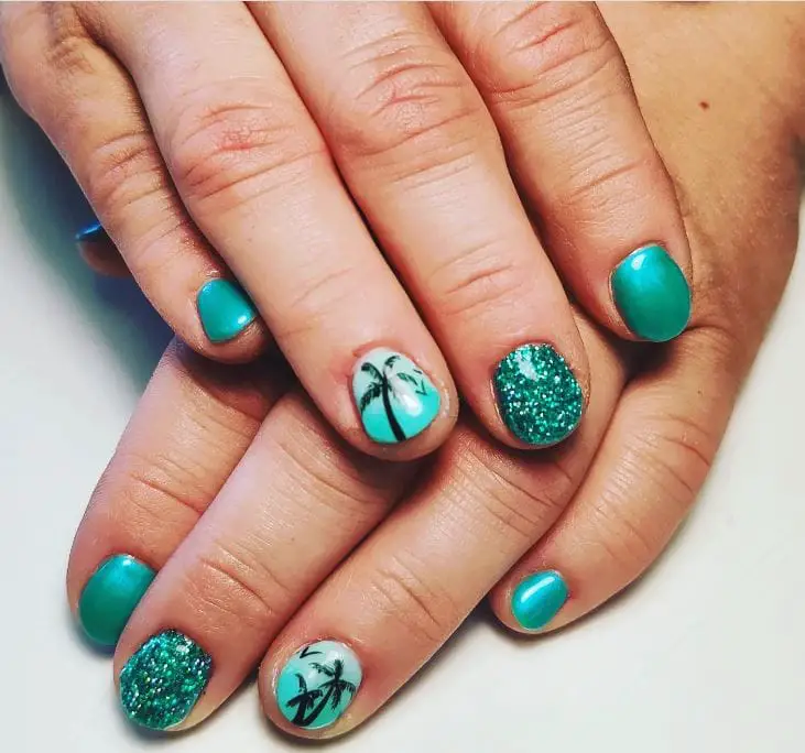 Dark Turquoise Nails