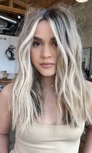 Dirty Blonde Hair Colour with Dark Roots