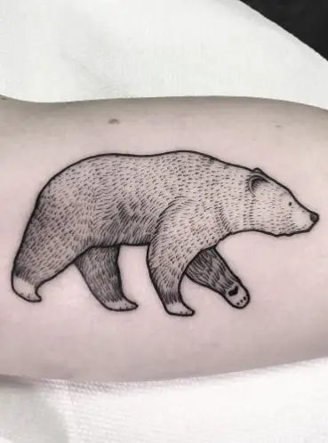 Dotted Black Bear Wandering Tattoo
