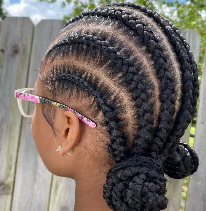 Double Bun Stitch Braids