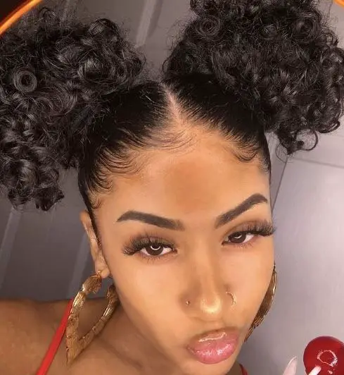 Double Buns For Curly Hair