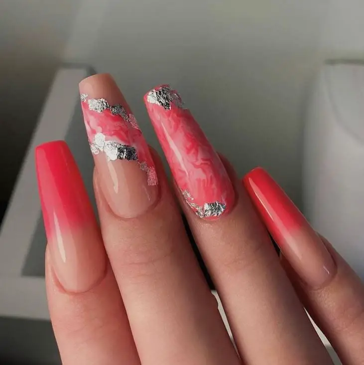 Dragon Fruit Red Coffin Nails