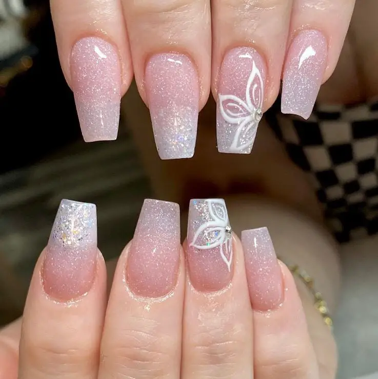 Fairy Acrylic Powder Coffin Nails