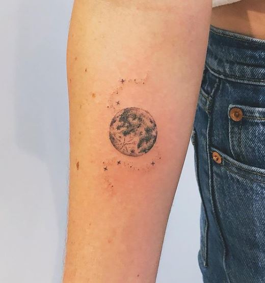 Full Moon and Stars Tattoo