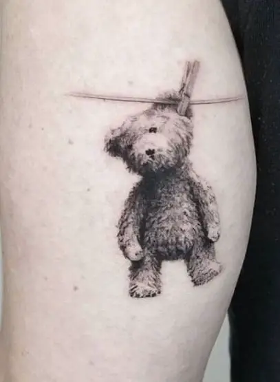 Furry Hanging Golden Teddy Tattoo